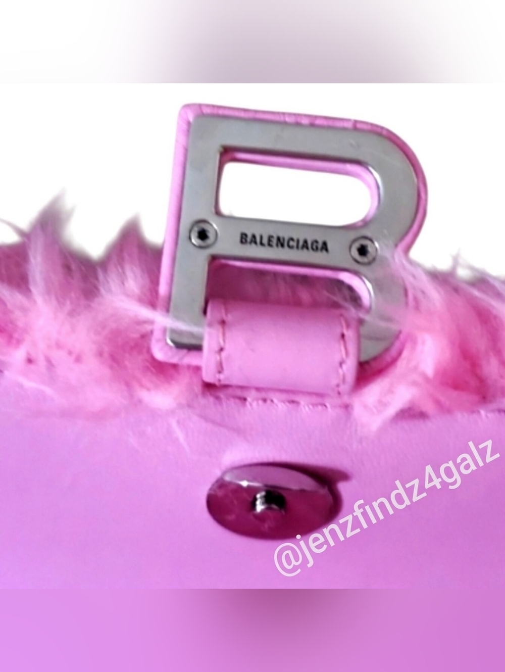 NWT Balenciaga Fluffy Pink Faux Fur Medium Hourglass Top Handle Bag Dustbag Rare - Picture 6 of 13